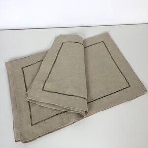 Set of 8 New Pottery Barn Classic Natural Flax 100% Linen Hemstitched Placemats